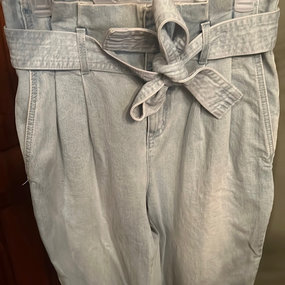 Target A New Day denim tie waist paper bag trousers size 8